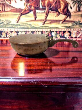 Antique 1930's-40's Copper Silent Butler/Ash Butler /Metal Handle/Hinged Cover